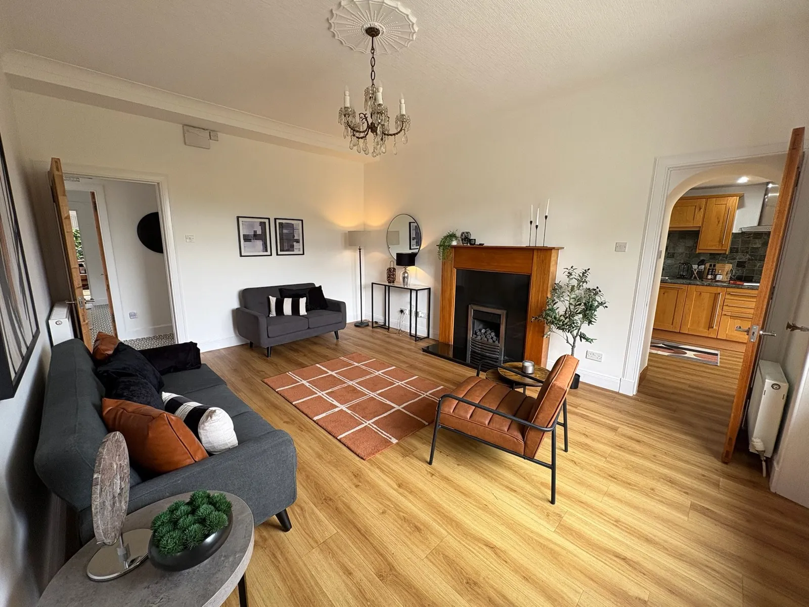 Staged living room at Tennis Road, Carnoustie